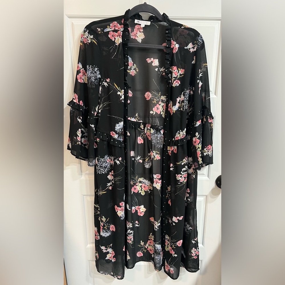 DR2 Floral Black Kimono Robe